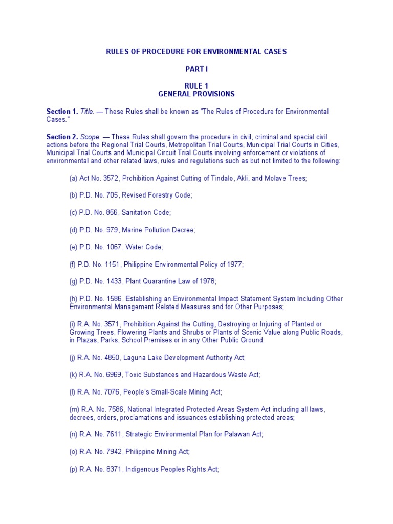 Environmental Case Procedure Rules | PDF | Environmental Law | Police