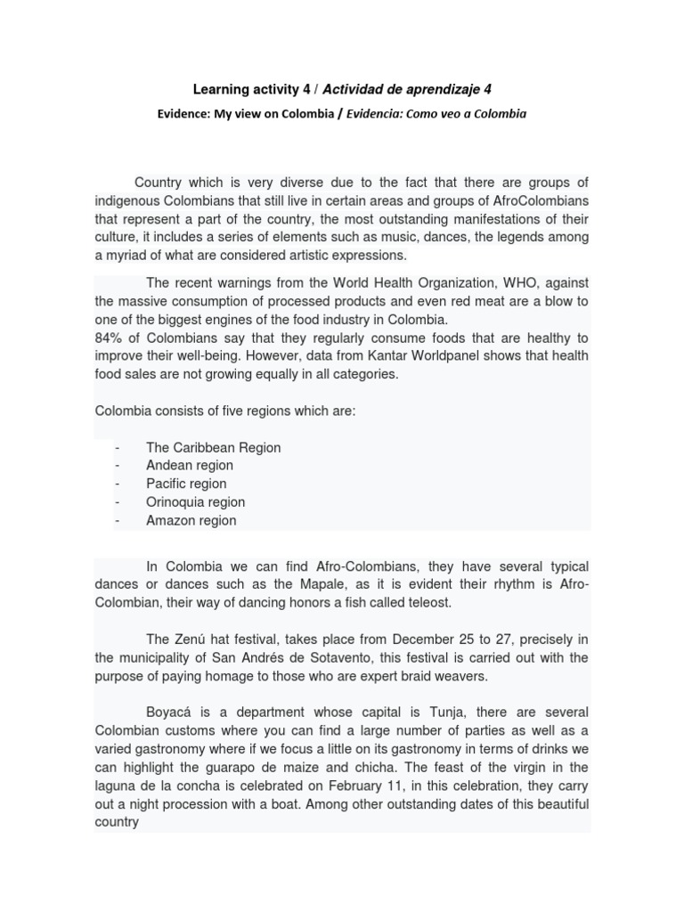 Evidence. My View On Colombia | PDF | Travel