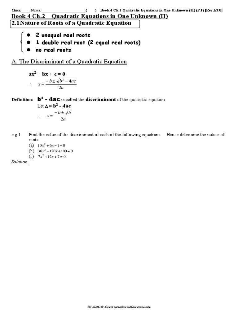 Understanding Quadratic Equations and Roots | PDF | Quadratic Equation ...