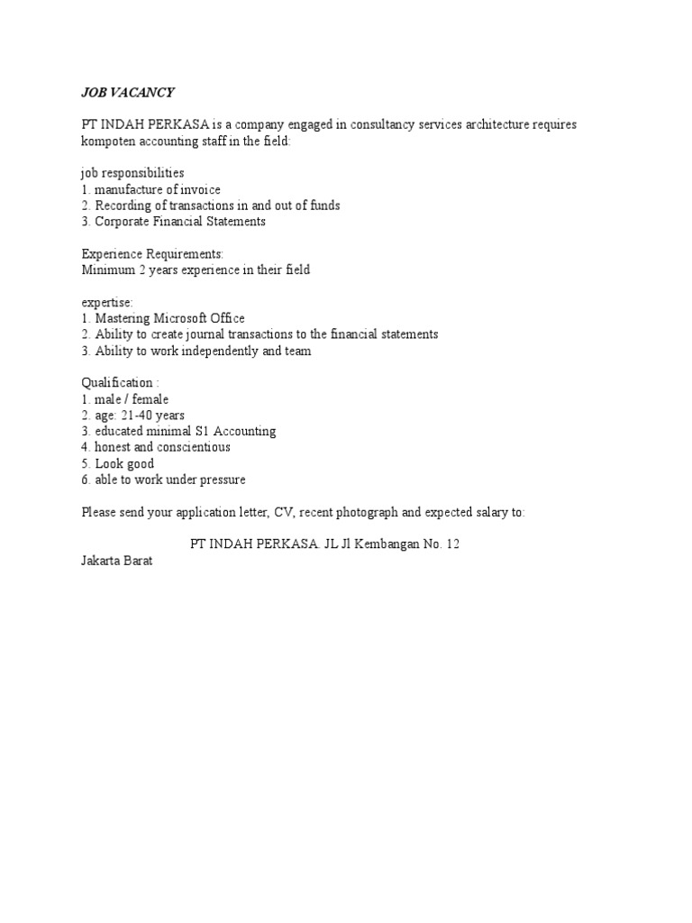 Job Vacancy | PDF