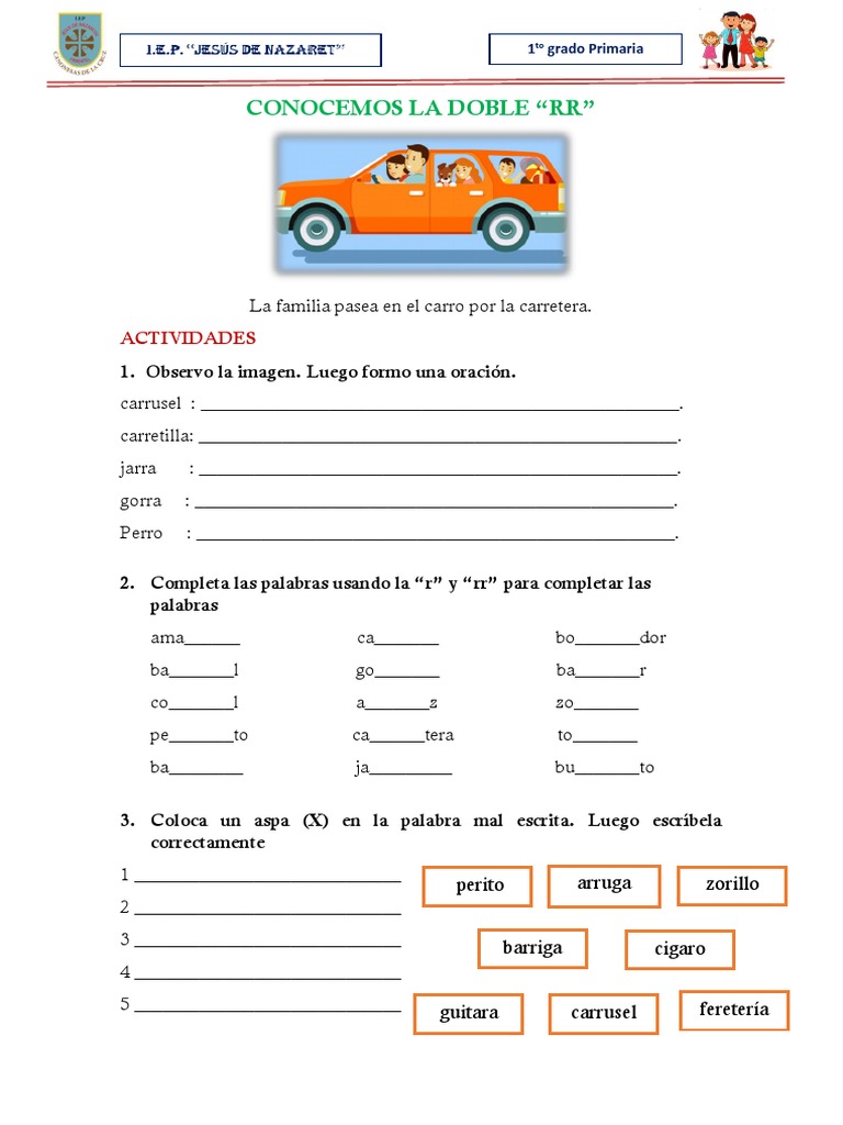 Actividades de Doble RR para Primer Grado | PDF