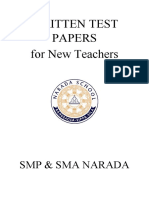 Written Test Papers For New Teachers: SMP & Sma Narada