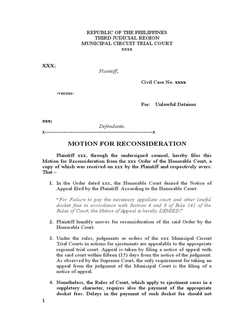 Motion for Reconsideration of Appeal Denial | PDF | Judgment (Law) | Appeal