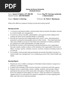 Nursing Record and Nursing Report