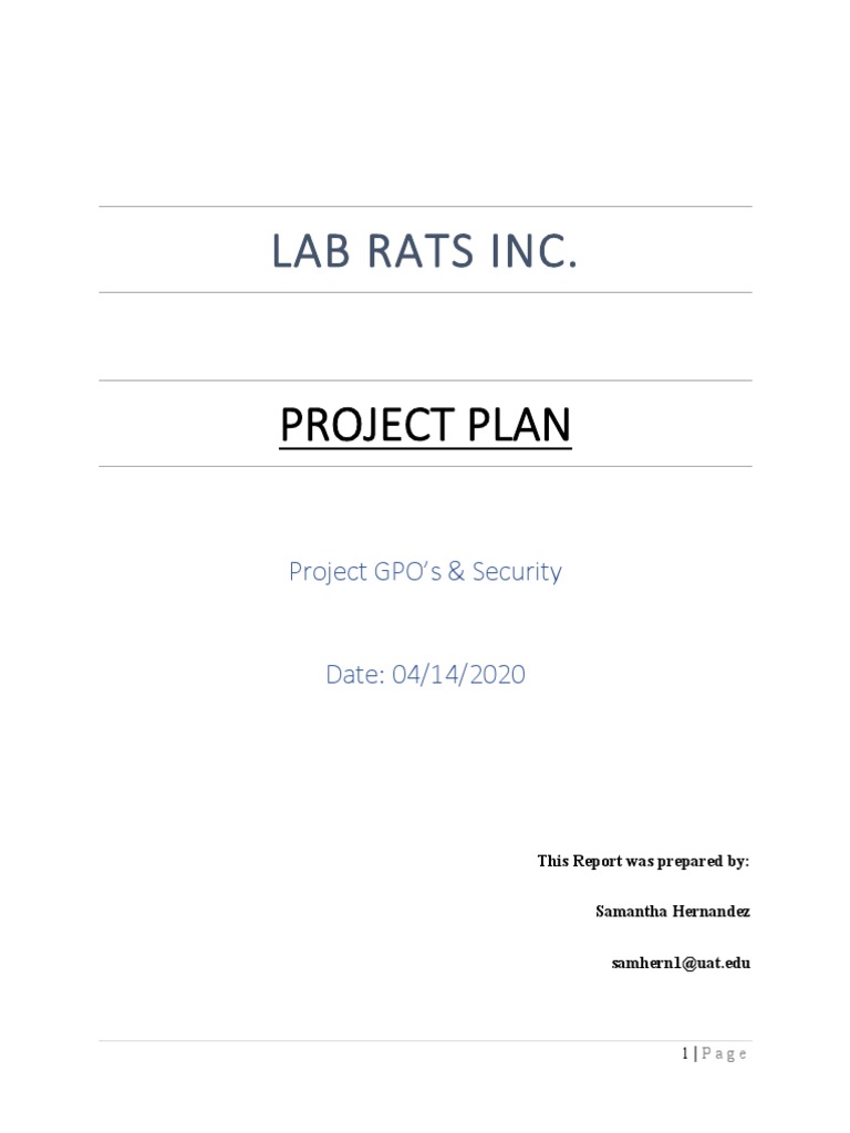 Lab Rats Inc.: Project Plan | PDF | Group Policy | Active Directory