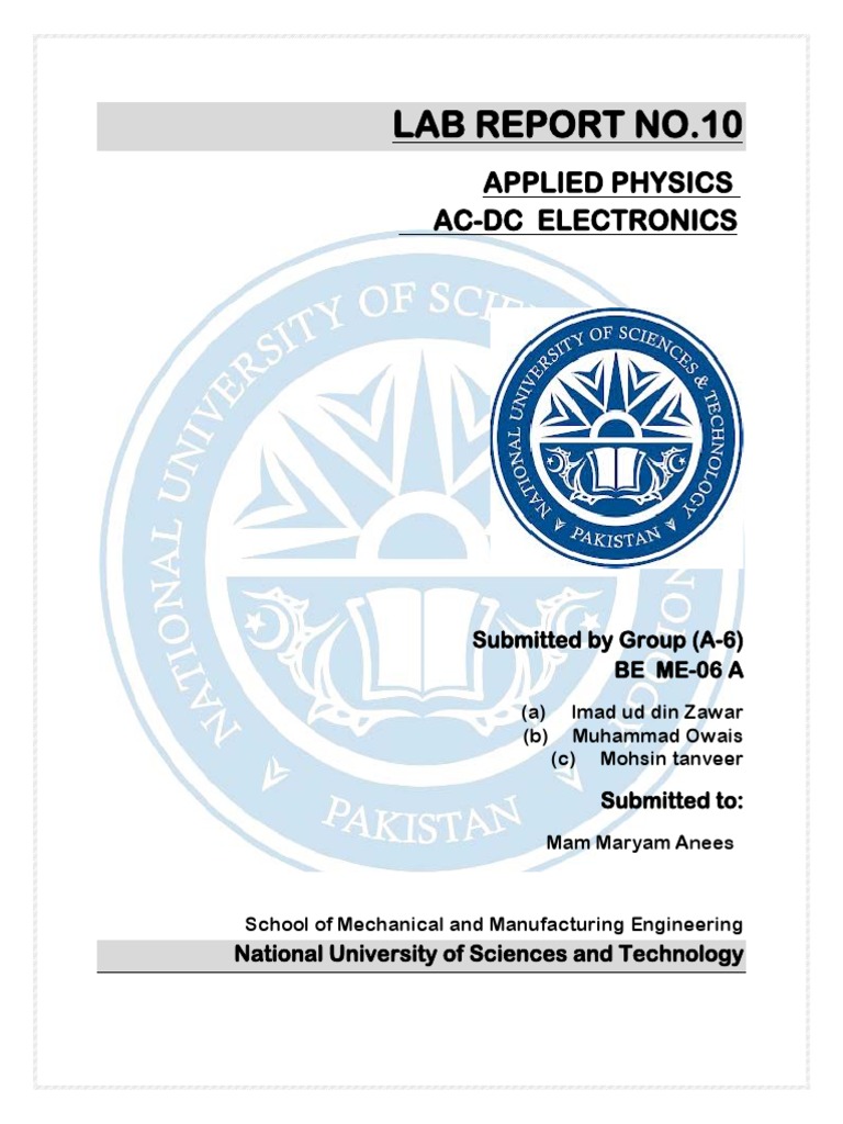 Lab Report No: Physics Ac-Dc Electronics | PDF | Series And Parallel ...