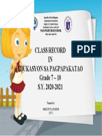 CLASS RECORD COVER