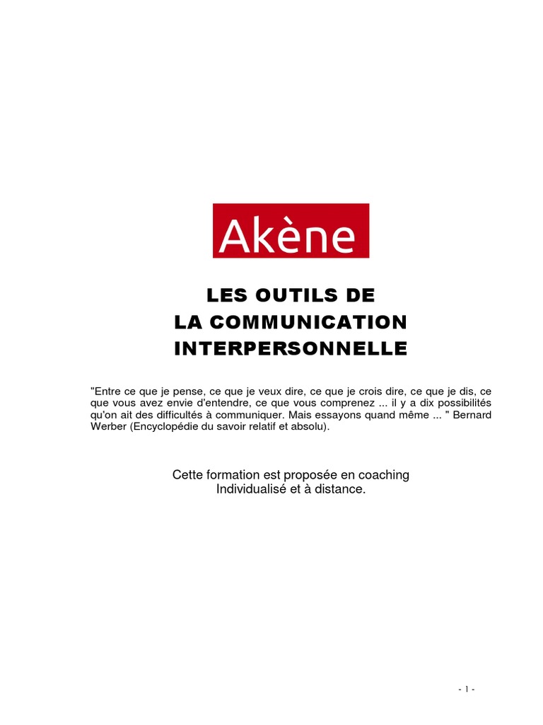 Outils de Communication Interpersonnelle | PDF | Programmation neuro ...