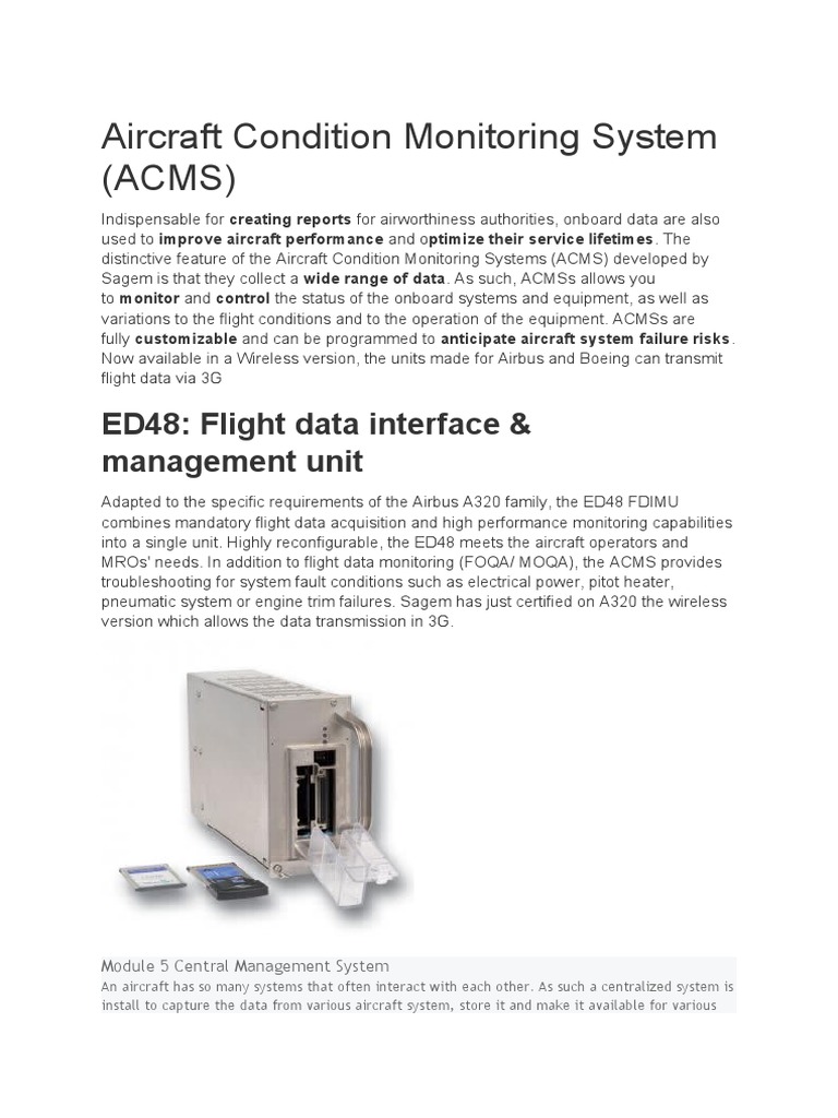 Aircraft Condition Monitoring System PDF Flight Recorder Aircraft