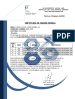 Certificado de Calidad - U-Peru Living Conditions S.A.C.
