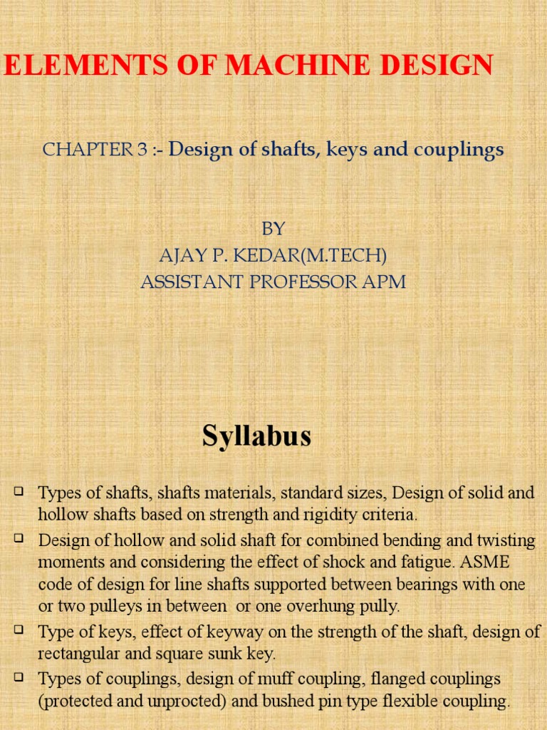 Design of shafts, keys and couplings PDF Strength Of Materials