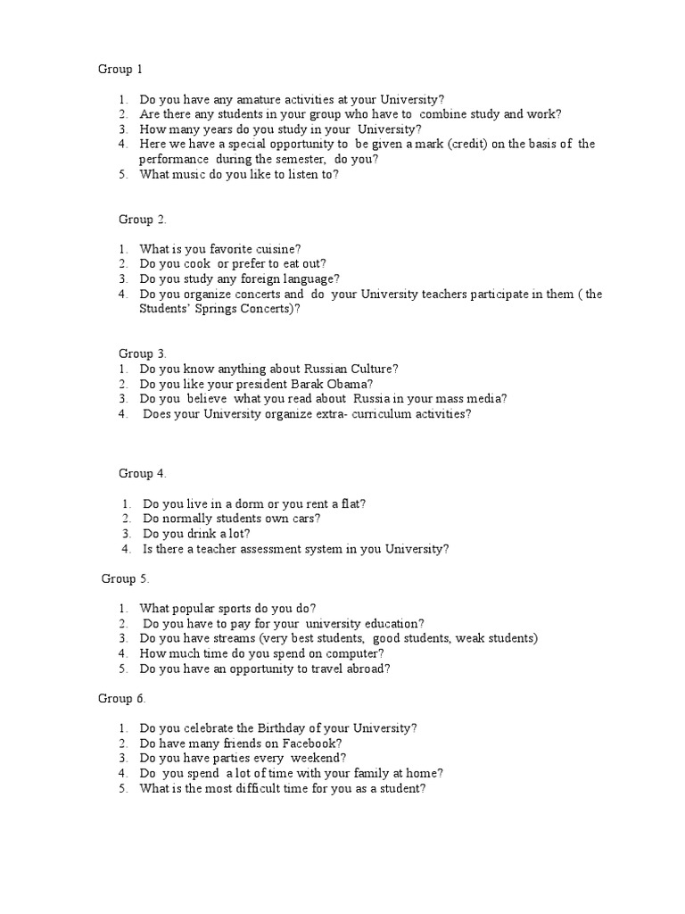 Questions For The American Students | PDF | Career & Growth