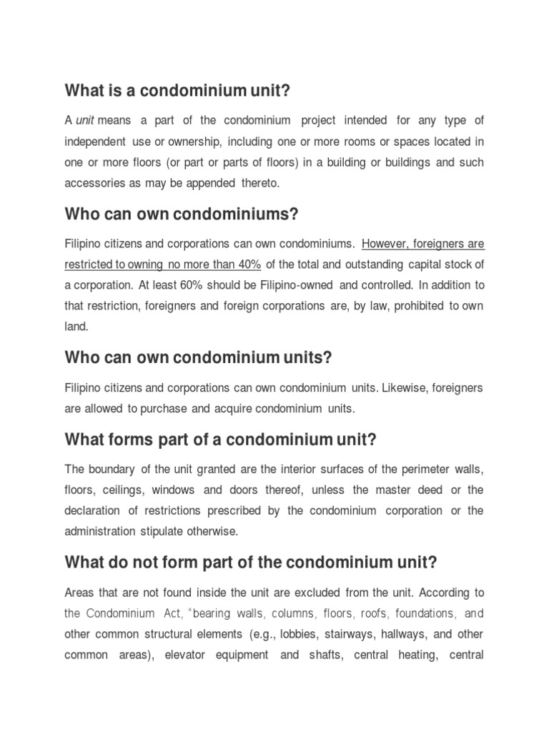 What Is A Condominium Unit | PDF | Condominium | Mortgage Law