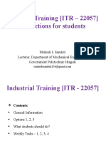 Industrial Training (ITR - 22057) Instructions For Students