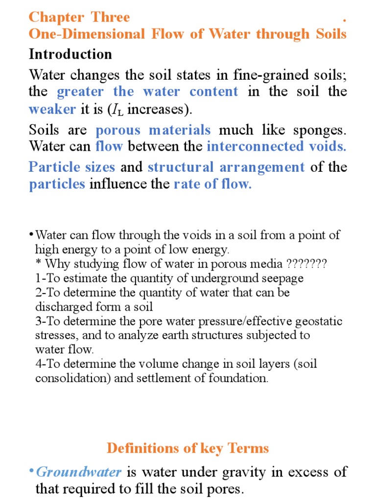 Chapter Three - One-Dimensional Flow of Water Through Soils | PDF ...