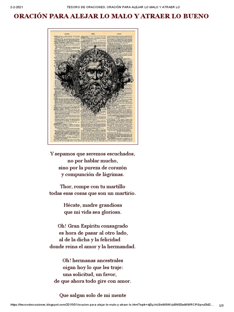 Tesoro de Oraciones - Oración para Alejar Lo Malo y Atraer Lo Bueno | PDF