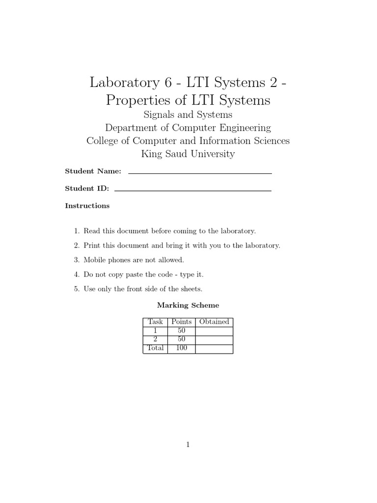 LTI Systems Lab Guide | PDF | Computer Science | Computing