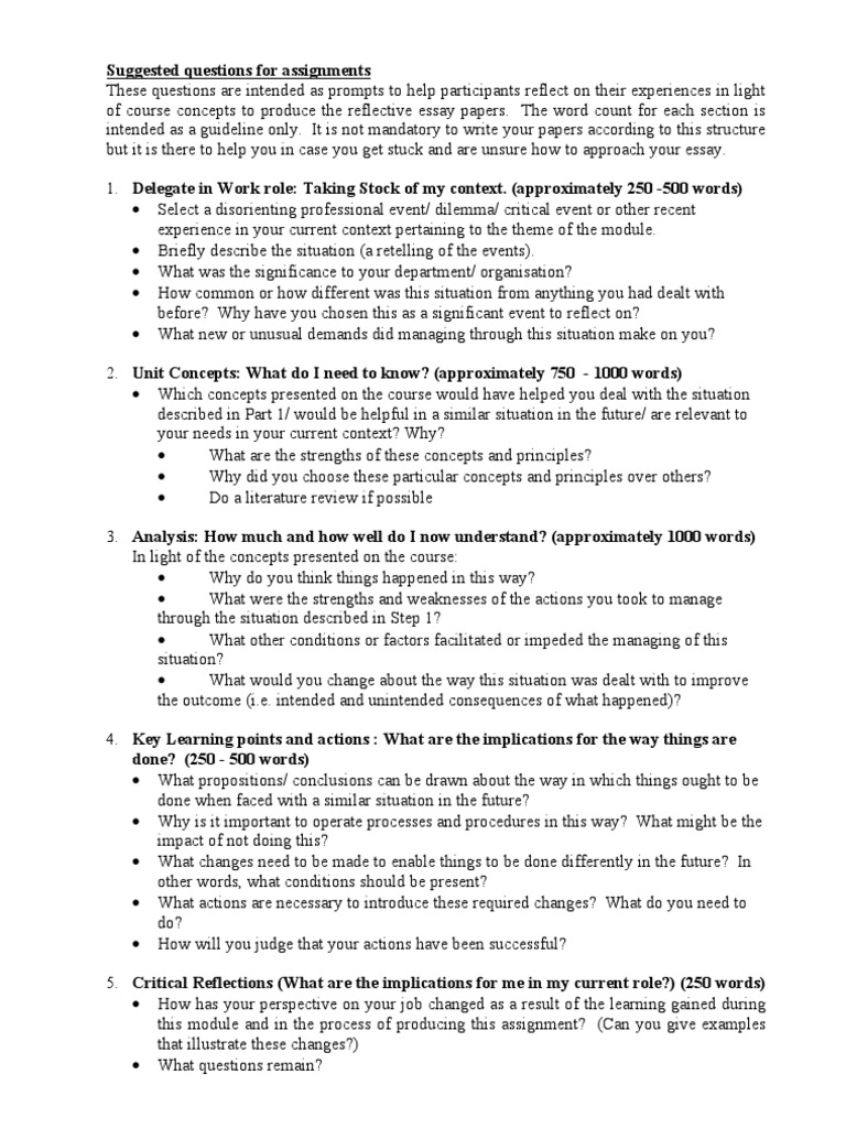 guidelines for writing a reflective essay paper