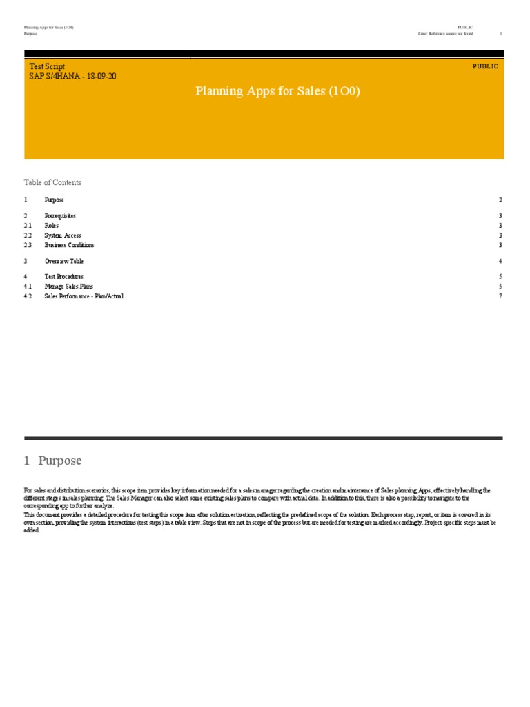 Planning Apps For Sales (1O0) : Test Script SAP S/4HANA - 18-09-20 ...