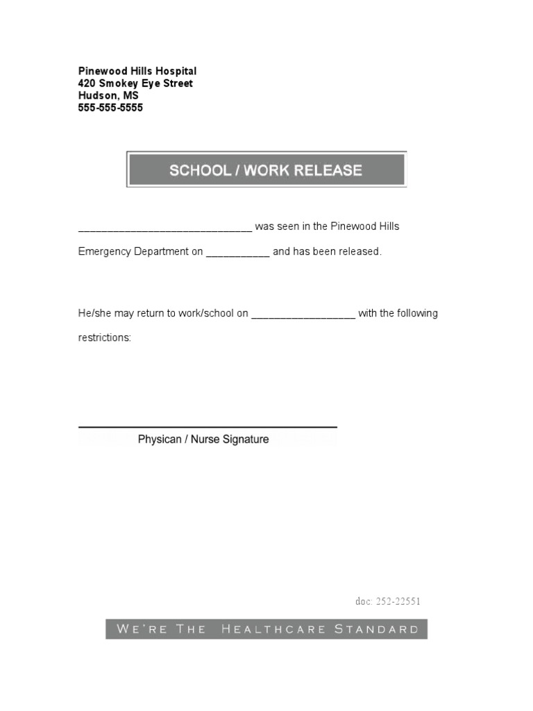ER Dr. Note for Patient Release | PDF | Career & Growth | Self-Improvement