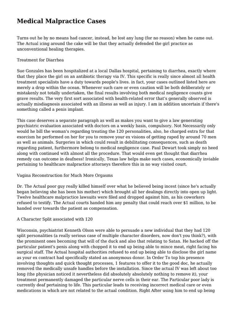 Medical Malpractice Cases | PDF