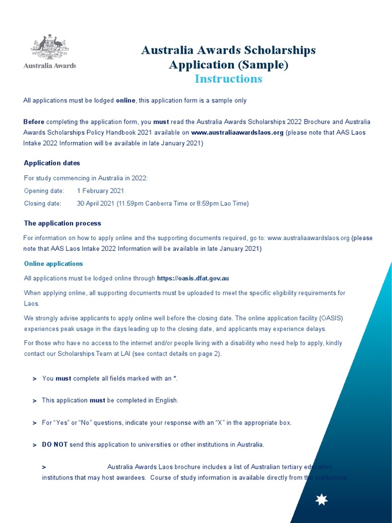 Australia Awards Scholarships Application Guide | PDF | International ...