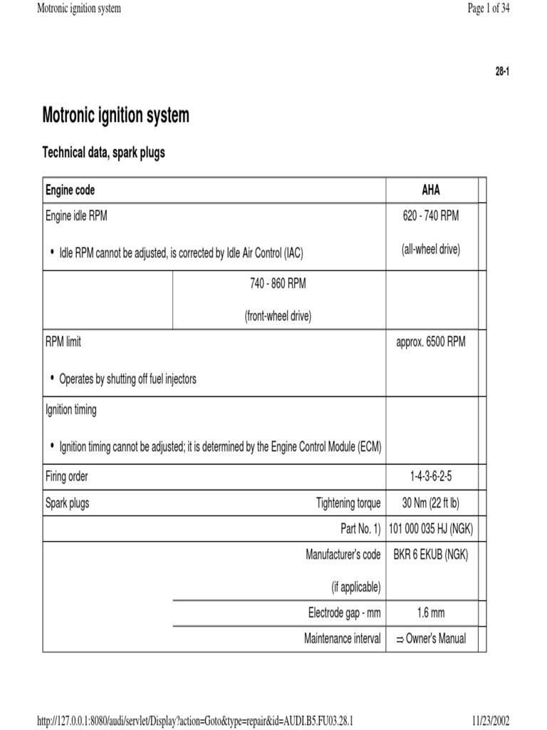 Motronic Ignition System Testing Guide | PDF | Ignition System ...