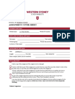 School of Western Sydney assignment cover sheet
