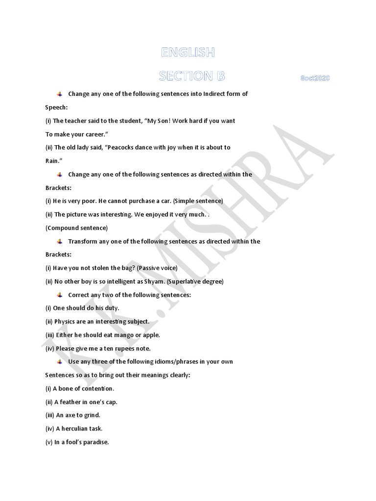 English Section B | PDF