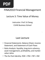 FINA2010 Financial Management: Lecture 3: Time Value of Money