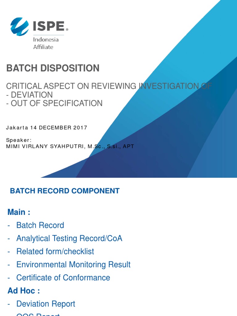 Batch Disposition: Deviation & OOS Review | PDF | Causality | Analysis
