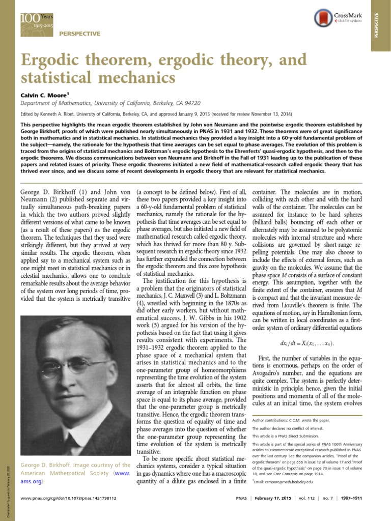 Ergodic Theorem, Ergodic Theory, and Statistical Mechanics: Perspective ...