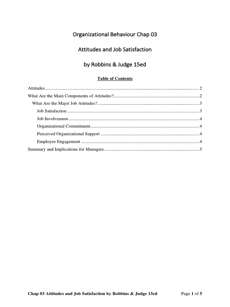 Attitudes and Job Satisfaction Insights | PDF | Attitude (Psychology ...