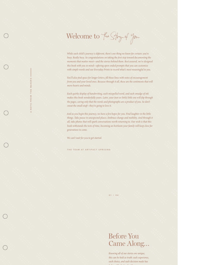 Artifact Uprising Baby Book Preview PDF