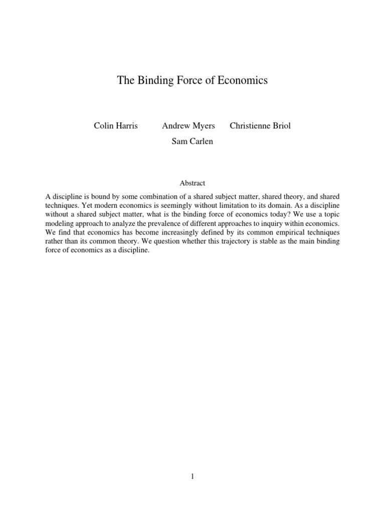 The Binding Force of Economics, Harris, Myers, Briol, and Carlen PDF