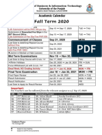 Fall Term 2020: Academic Calendar