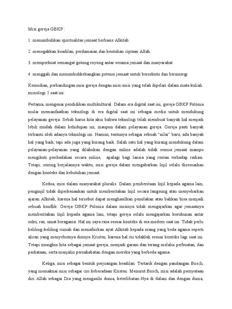 Misi Gereja Gbkp 1 Pdf
