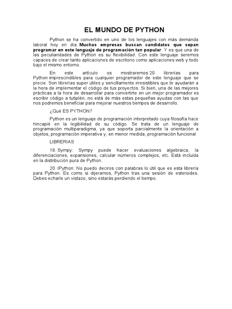 El Mundo de Python | PDF | Informática