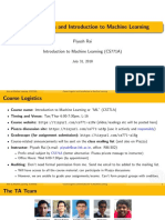 Course Logistics and Introduction To Machine Learning