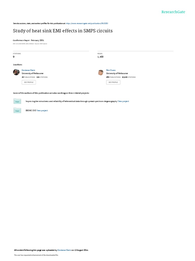 Study of Heat Sink EMI Effects in SMPS Circuits February 2001 PDF
