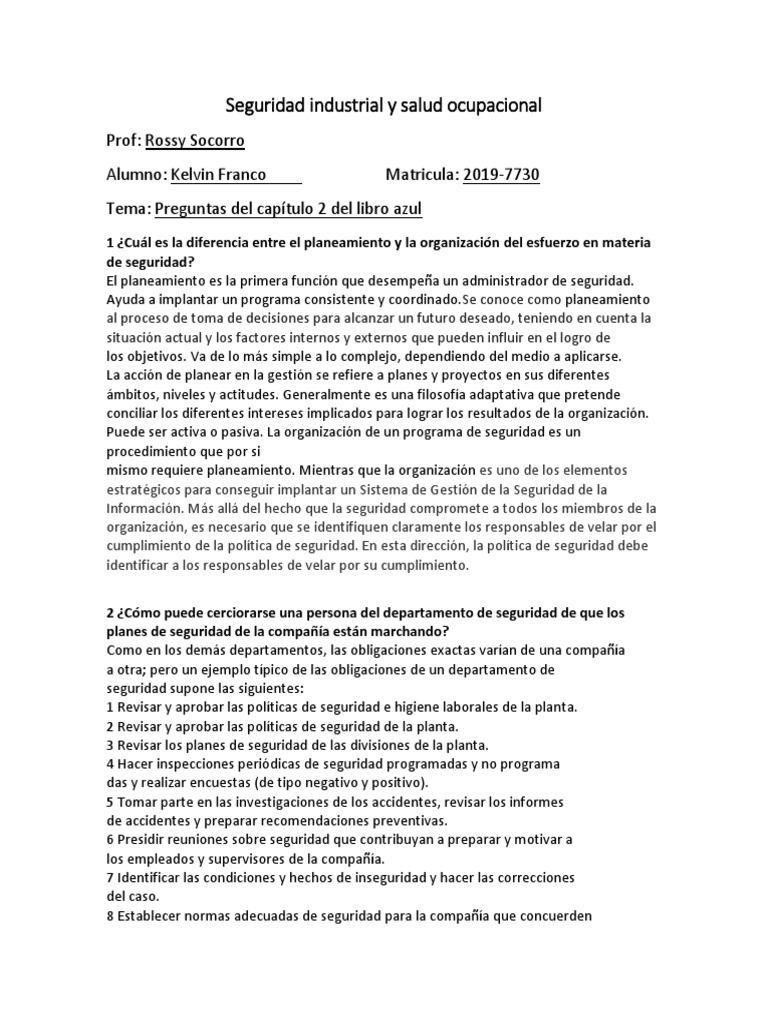 Preguntas Del Capitulo 2 Del Libro Azul PDF Planificación Science