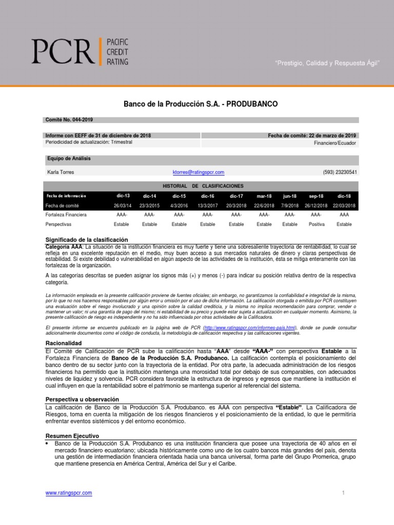 Ec Banco Produbanco 201812 FF | PDF | Bancos | Deuda gubernamental
