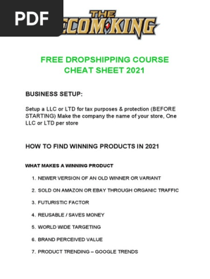 2021 FREE DROPSHIPPING COURSE