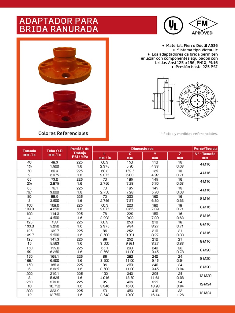 Adaptador para Brida Ranurada Victaulic | PDF | Plomería | Ingeniería ...