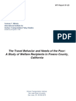 The Travel Behavior and Needs of The Poor: A Study of Welfare Recipients in Fresno County, California