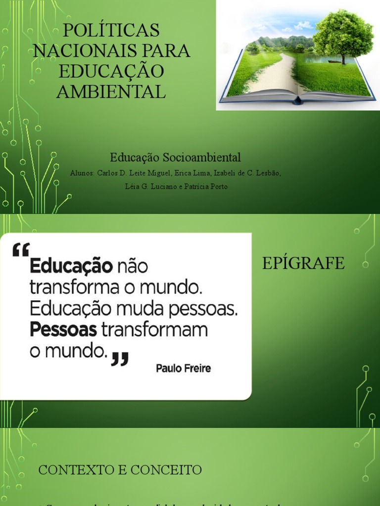 Políticas Nacionais para Educação Ambiental | PDF | Sustentabilidade ...