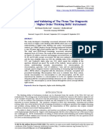 Developing and Validating of The Three Tier Diagnostic Test Based 'Higher Order Thinking Skills' Instrument