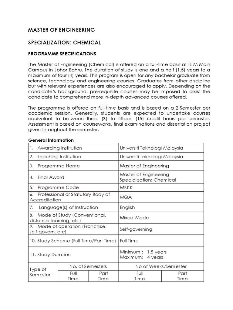 Master of Engineering in Chemical | PDF | Chemical Kinetics | Engineering
