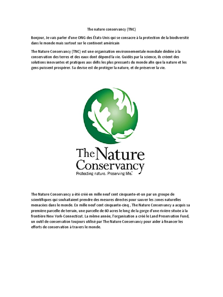La mission de The Nature Conservancy | PDF | Biodiversité | Forêt
