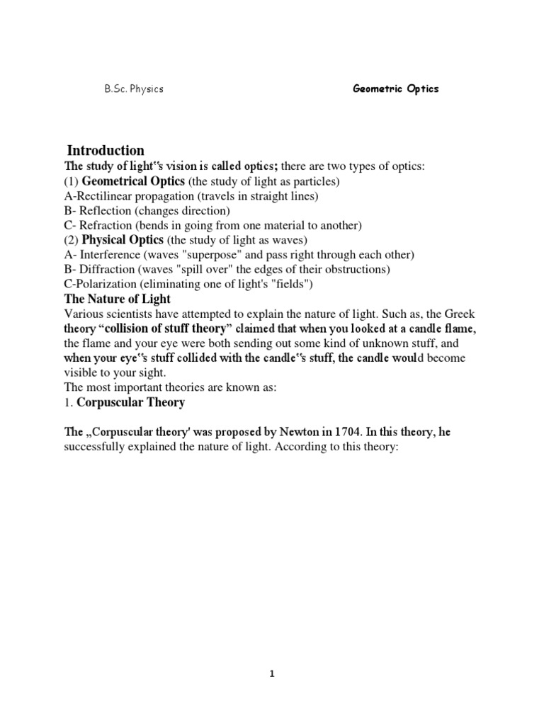 Overview of Geometric Optics | PDF | Light | Electromagnetic Radiation